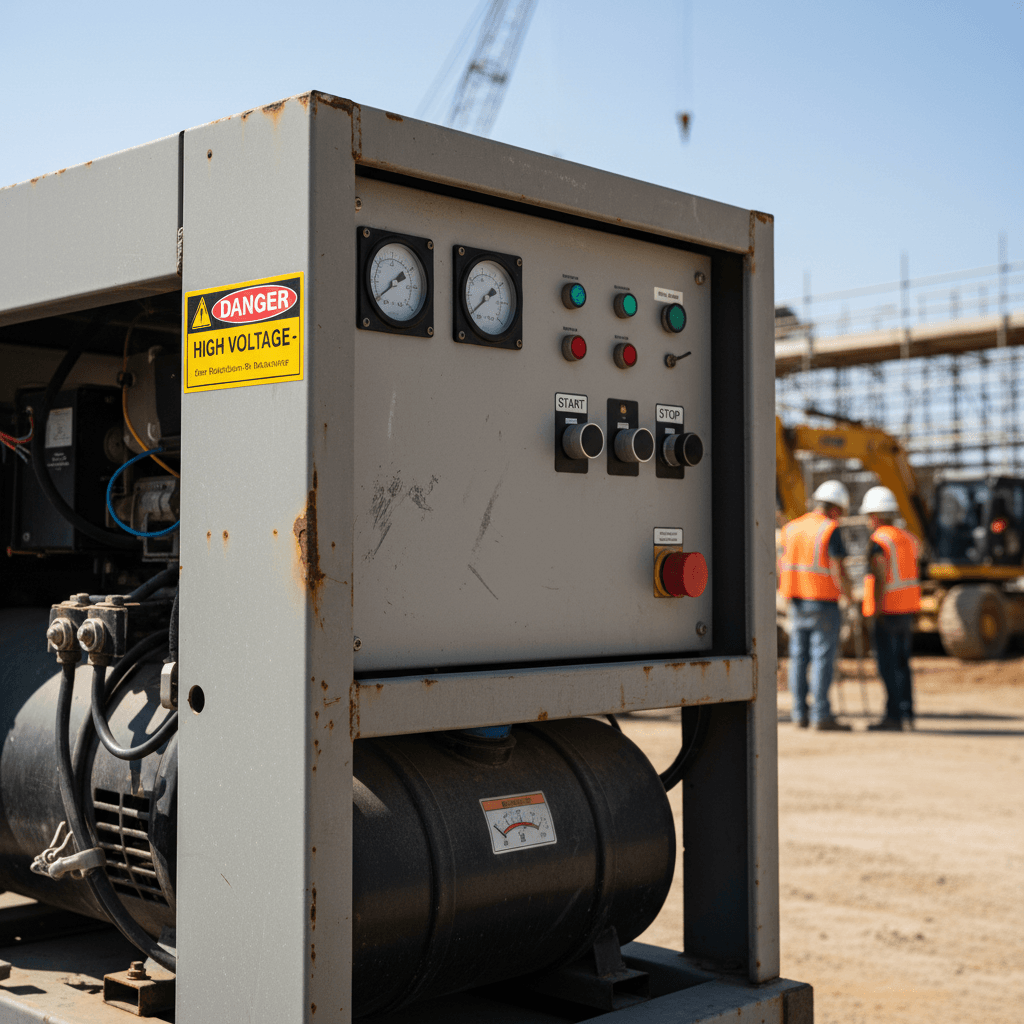 Power generator on active construction site