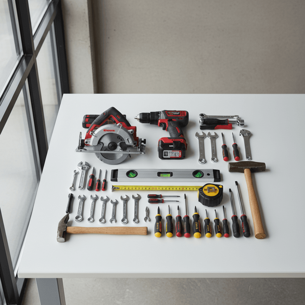 Property maintenance tools organized and ready to use